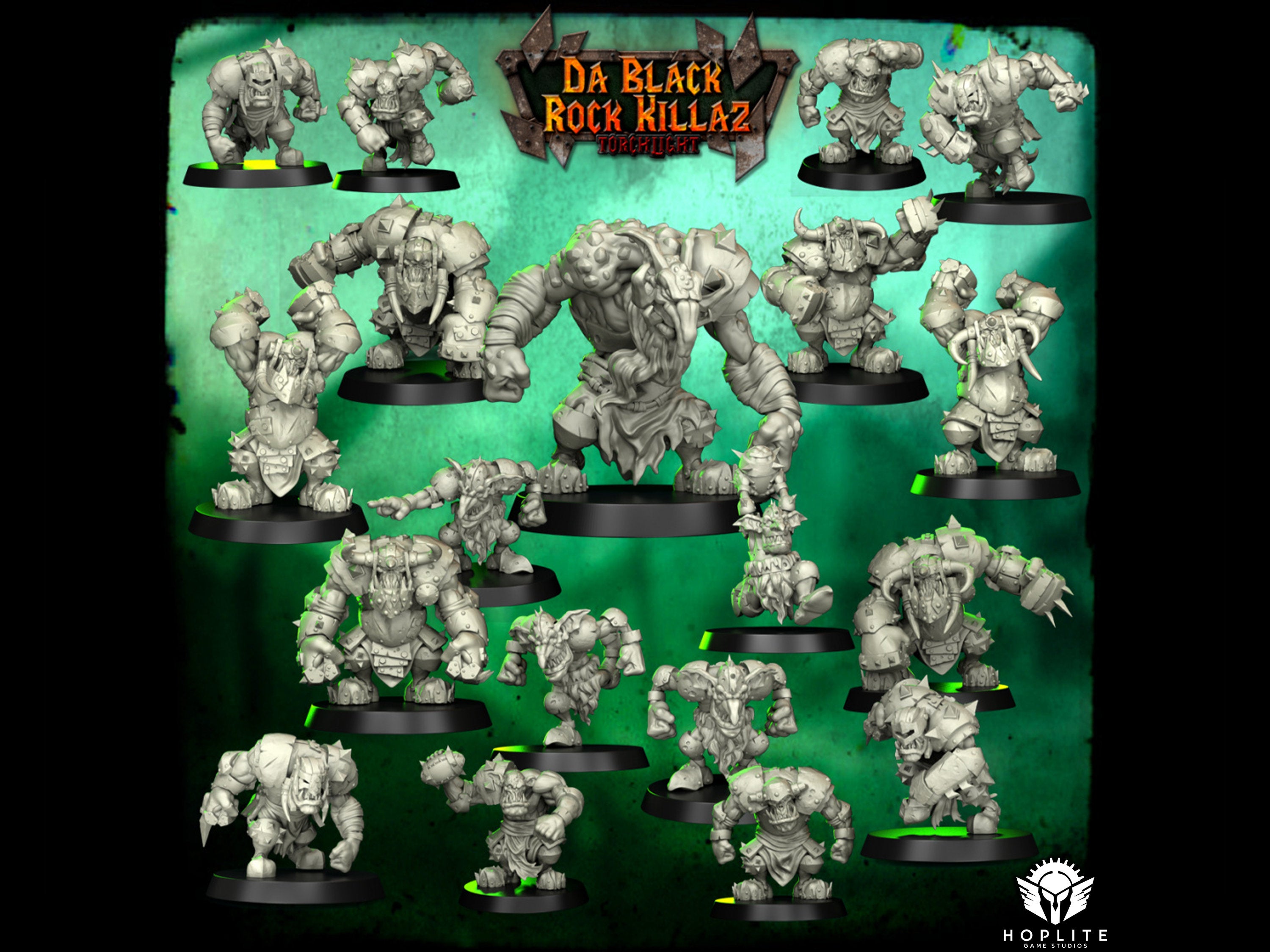 Da Black Rock Killas - Equipo de fútbol Orc Fantasy - 15 jugadores - Modelos de antorchas