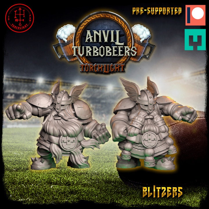 The Avnil Turbobeers - Equipo de fútbol de fantasía enano - 15 jugadores - Modelos con antorchas