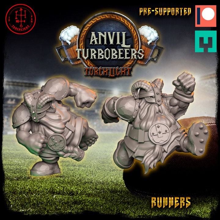 The Avnil Turbobeers - Equipo de fútbol de fantasía enano - 15 jugadores - Modelos con antorchas