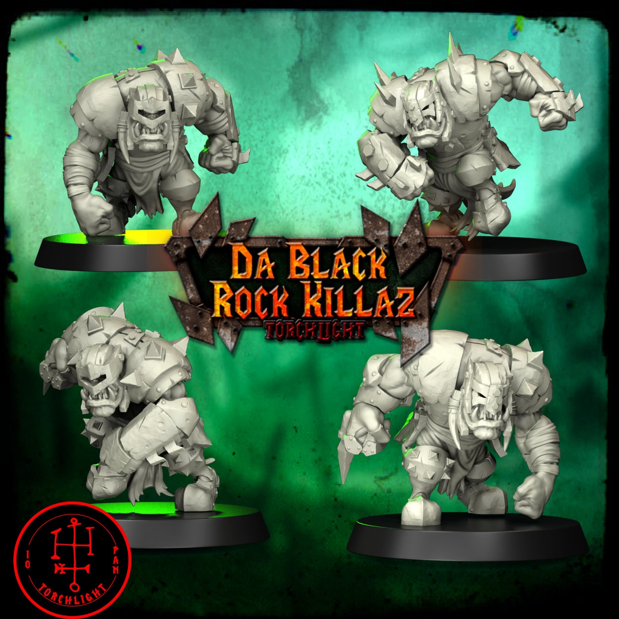 Da Black Rock Killas - Orc Fantasy Football Team - 15 Players - Torchlight Models